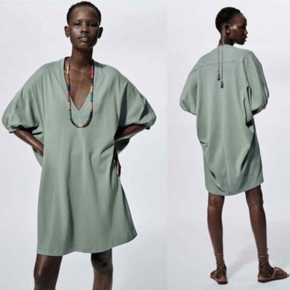 Zara Asymmetrical Dress in Soft Green